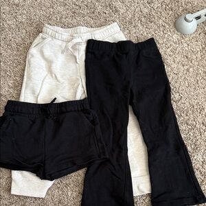 Cat & Jack Black and Cream Sweatpants & Joggers Set